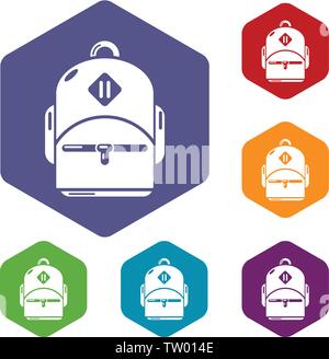 Schoolbag icons vector hexahedron Stock Vector