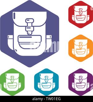 Backpack education icons vector hexahedron Stock Vector