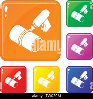 Welding torch cutting icons set vector color Stock Vector