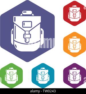 Backpacking icons vector hexahedron Stock Vector