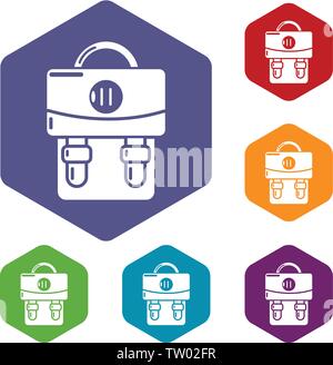 Backpack luggage icons vector hexahedron Stock Vector