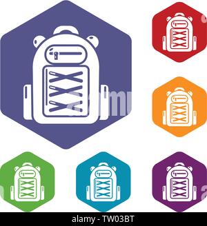 Backpack student icons vector hexahedron Stock Vector
