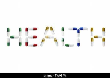 The word 'HEALTH' written in capsules Stock Photo