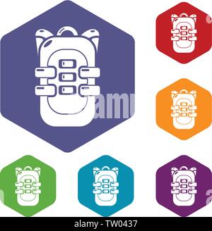 Backpack travel icons vector hexahedron Stock Vector