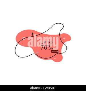 Sale fluid shape banner design. 70 off. Special offer background. Vector discount banner Stock Vector