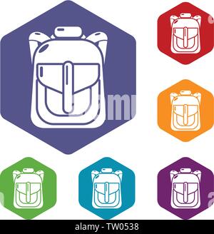 Backpack element icons vector hexahedron Stock Vector