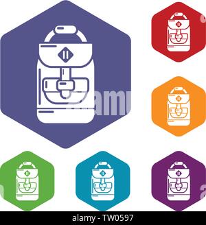 Backpack schoolboy icons vector hexahedron Stock Vector