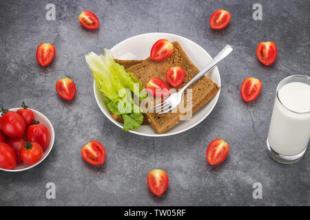 Nutritional, healthy, loving breakfast Stock Photo