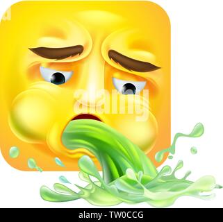 Vomiting Puking Emoji Emoticon Icon Cartoon Stock Vector