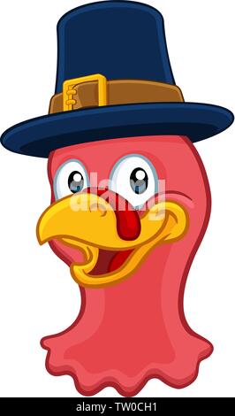 Turkey Pilgrim Hat Thanksgiving Cartoon Character Stock Vector