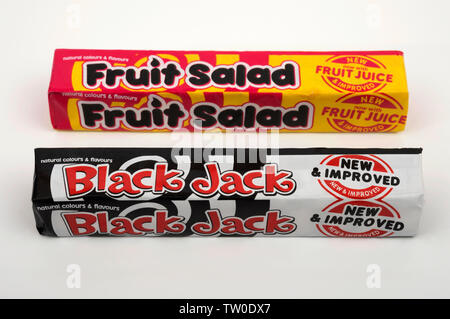 Black Jacks and Fruit Salad sweets Stock Photo