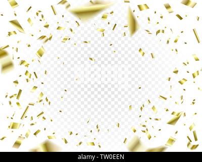 Falling Golden Confetti on transparent background Stock Vector