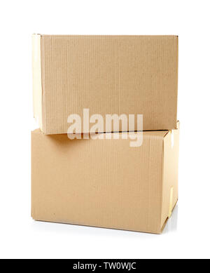 Two boxes on white background Stock Photo