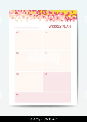 Business planner calendar vector template weekly plan Stock Vector