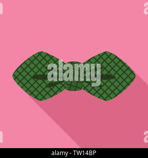 Green striped bow tie icon. Flat illustration of green striped bow tie vector icon for web design Stock Vector