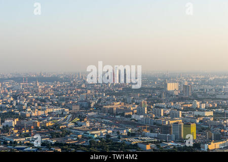 Moscow, Russia - Jul 27, 2015: Moscow City view from Ostankino tower Stock Photo