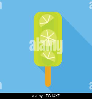 Lime popsicle icon. Flat illustration of lime popsicle vector icon for web design Stock Vector