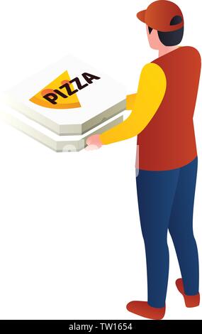 Courier delivery pizza icon. Isometric of courier delivery pizza vector icon for web design isolated on white background Stock Vector