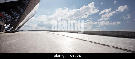 Empty floor with blue cloudsky Stock Photo