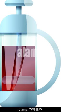 Tea glass press icon. Cartoon of tea glass press vector icon for web design isolated on white background Stock Vector