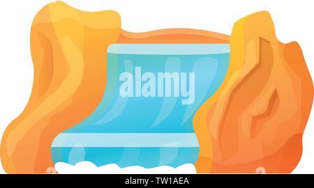 Rock waterfall icon. Cartoon of rock waterfall vector icon for web design isolated on white background Stock Vector