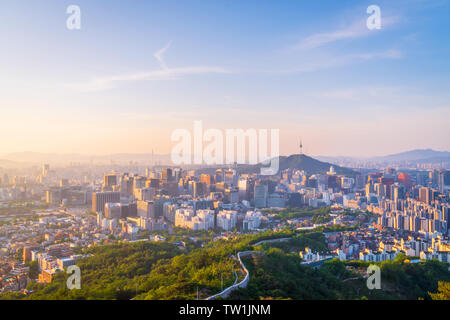 Sunrise of Seoul City Skyline,South Korea. Stock Photo