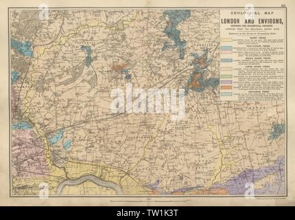 NE LONDON GEOLOGICAL Essex Redbridge Newham Barking Dagenham BACON 1900 map Stock Photo