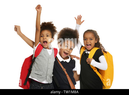Cute African-American girls on white background Stock Photo