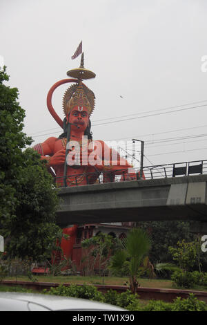 Low angle view of a Lord Hanuman, New Delhi, India Stock Photo