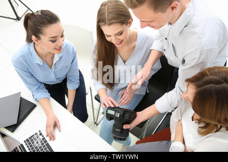 Group of students with instructor during photography classes Stock Photo