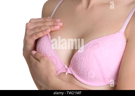 A Closeup Image Of A Young Woman's Hand Holding A Black Bra, Isolated for  White Background Stock Photo, Picture and Royalty Free Image. Image  83768900.