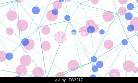 Neural network algorithm concept, triangles background round shapes chaos Stock Vector