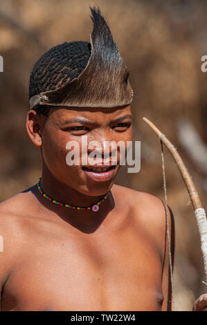 Young male Bushman hunter Stock Photo