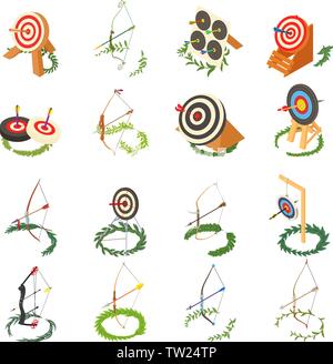 Precise shot icons set, isometric style Stock Vector