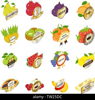 Best fruit icons set, isometric style Stock Vector