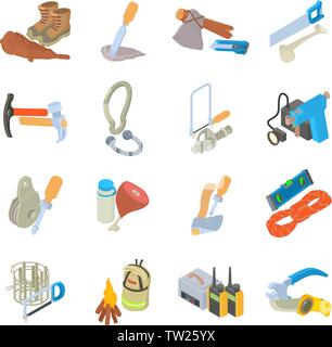 Expedition icons set, isometric style Stock Vector