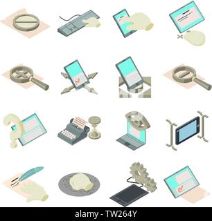 Compose icons set, isometric style Stock Vector