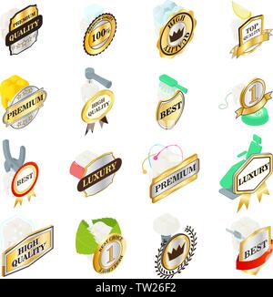 Lux dentist icons set, isometric style Stock Vector