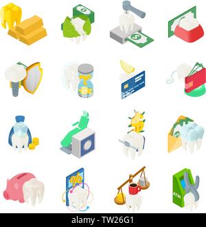 Top dentist icons set, isometric style Stock Vector