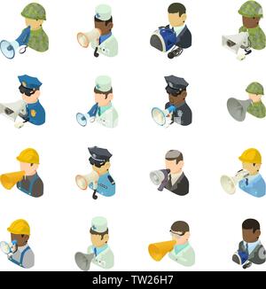 Alert service icons set, isometric style Stock Vector