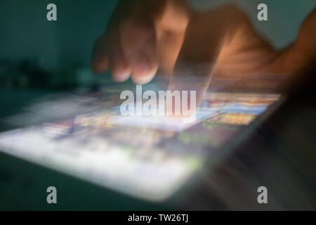 Operating the phone Stock Photo