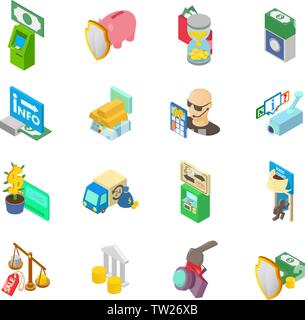 Money patronage icons set, isometric style Stock Vector