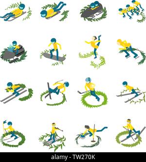 Olympiad icons set, isometric style Stock Vector