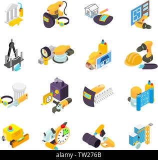 Man work icons set, isometric style Stock Vector