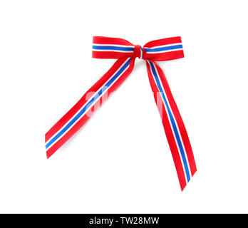 Ribbon bow in colors of Thai flag on white background