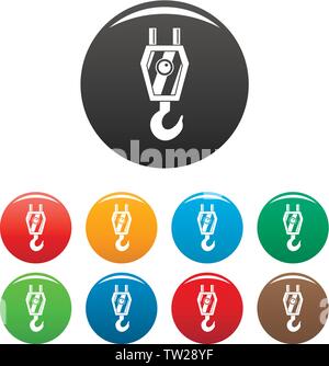 Crane hook icons set 9 color vector isolated on white for any design Stock Vector