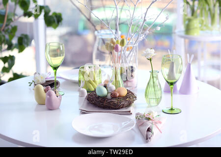 Beautiful Easter setting against blurred background Stock Photo