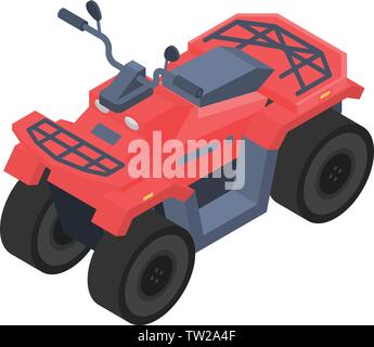 Red quad bike icon, isometric style Stock Vector