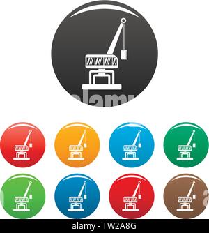 Destroy crane icons set 9 color vector isolated on white for any design Stock Vector