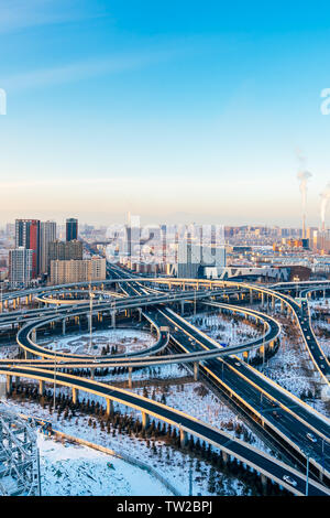 Scenery of Xingan South Road overpass in Hohhot, Inner Mongolia, China Stock Photo